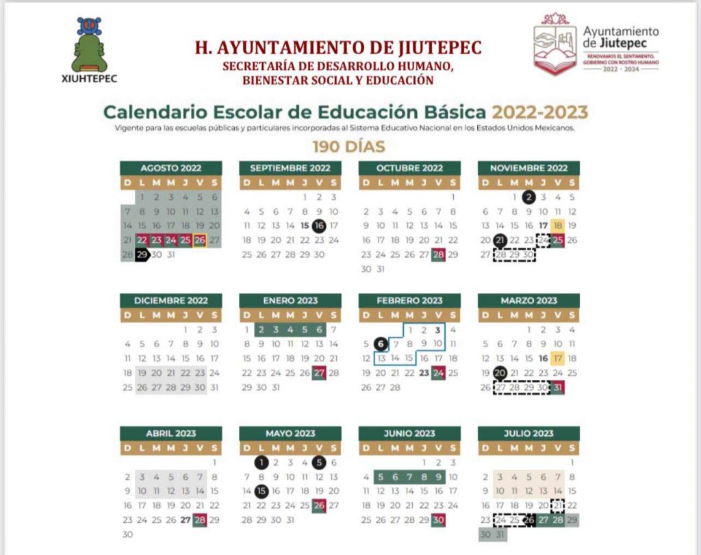 Calendario de educación básica para el ciclo 20222023 Ayuntamiento