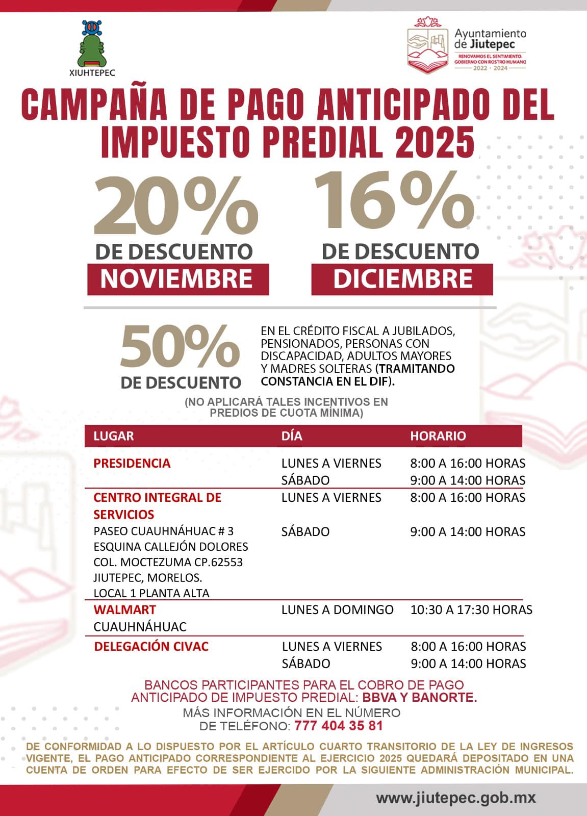 INICIA CAMPAÑA DE PAGO ANTICIPADO DEL IMPUESTO PREDIAL 2025 EN JIUTEPEC